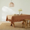 image:imageMONDAY MOOSE Ruffle Farmhouse Rustic Rectangle Natural Stonewashed Cotton Tablecloth for Kitchen Dining Room Restaurant 55x70 inch Olive GreenCinnamon