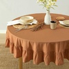 image:imageMONDAY MOOSE Ruffle Farmhouse Rustic Rectangle Natural Stonewashed Cotton Tablecloth for Kitchen Dining Room Restaurant 55x70 inch Olive GreenCinnamon