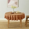 image:imageMONDAY MOOSE Ruffle Farmhouse Rustic Rectangle Natural Stonewashed Cotton Tablecloth for Kitchen Dining Room Restaurant 55x70 inch Olive GreenCinnamon