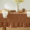 image:imageMONDAY MOOSE Ruffle Farmhouse Rustic Rectangle Natural Stonewashed Cotton Tablecloth for Kitchen Dining Room Restaurant 55x70 inch Olive GreenCinnamon