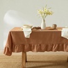 image:imageMONDAY MOOSE Ruffle Farmhouse Rustic Rectangle Natural Stonewashed Cotton Tablecloth for Kitchen Dining Room Restaurant 55x70 inch Olive GreenCinnamon