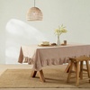 image:imageMONDAY MOOSE Ruffle Farmhouse Rustic Rectangle Natural Stonewashed Cotton Tablecloth for Kitchen Dining Room Restaurant 55x70 inch Olive GreenNatural