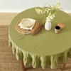 image:imageMONDAY MOOSE Ruffle Farmhouse Rustic Rectangle Natural Stonewashed Cotton Tablecloth for Kitchen Dining Room Restaurant 55x70 inch Olive GreenOlive Green