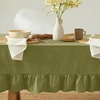 image:imageMONDAY MOOSE Ruffle Farmhouse Rustic Rectangle Natural Stonewashed Cotton Tablecloth for Kitchen Dining Room Restaurant 55x70 inch Olive GreenOlive Green