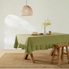 image:imageMONDAY MOOSE Ruffle Farmhouse Rustic Rectangle Natural Stonewashed Cotton Tablecloth for Kitchen Dining Room Restaurant 55x70 inch Olive GreenOlive Green