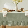 image:imageMONDAY MOOSE Ruffle Farmhouse Rustic Rectangle Natural Stonewashed Cotton Tablecloth for Kitchen Dining Room Restaurant 55x70 inch Olive GreenSage Green
