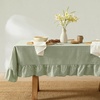 image:imageMONDAY MOOSE Ruffle Farmhouse Rustic Rectangle Natural Stonewashed Cotton Tablecloth for Kitchen Dining Room Restaurant 55x70 inch Olive GreenSage Green