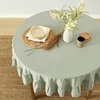 image:imageMONDAY MOOSE Ruffle Farmhouse Rustic Rectangle Natural Stonewashed Cotton Tablecloth for Kitchen Dining Room Restaurant 55x70 inch Olive GreenSage Green