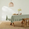 image:imageMONDAY MOOSE Ruffle Farmhouse Rustic Rectangle Natural Stonewashed Cotton Tablecloth for Kitchen Dining Room Restaurant 55x70 inch Olive GreenSage Green