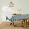 image:imageMONDAY MOOSE Ruffle Farmhouse Rustic Rectangle Natural Stonewashed Cotton Tablecloth for Kitchen Dining Room Restaurant 55x70 inch Olive GreenSlate Blue
