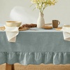image:imageMONDAY MOOSE Ruffle Farmhouse Rustic Rectangle Natural Stonewashed Cotton Tablecloth for Kitchen Dining Room Restaurant 55x70 inch Olive GreenSlate Blue