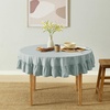 image:imageMONDAY MOOSE Ruffle Farmhouse Rustic Rectangle Natural Stonewashed Cotton Tablecloth for Kitchen Dining Room Restaurant 55x70 inch Olive GreenSlate Blue