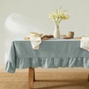 image:imageMONDAY MOOSE Ruffle Farmhouse Rustic Rectangle Natural Stonewashed Cotton Tablecloth for Kitchen Dining Room Restaurant 55x70 inch Olive GreenSlate Blue