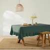 image:imageMONDAY MOOSE Ruffle Farmhouse Rustic Rectangle Natural Stonewashed Cotton Tablecloth for Kitchen Dining Room Restaurant 55x70 inch Olive GreenTeal Green