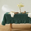 image:imageMONDAY MOOSE Ruffle Farmhouse Rustic Rectangle Natural Stonewashed Cotton Tablecloth for Kitchen Dining Room Restaurant 55x70 inch Olive GreenTeal Green