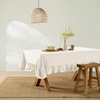 image:imageMONDAY MOOSE Ruffle Farmhouse Rustic Rectangle Natural Stonewashed Cotton Tablecloth for Kitchen Dining Room Restaurant 55x70 inch Olive GreenWhite