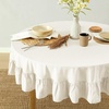 image:imageMONDAY MOOSE Ruffle Farmhouse Rustic Rectangle Natural Stonewashed Cotton Tablecloth for Kitchen Dining Room Restaurant 55x70 inch Olive GreenWhite