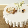 image:imageMONDAY MOOSE Ruffle Farmhouse Rustic Rectangle Natural Stonewashed Cotton Tablecloth for Kitchen Dining Room Restaurant 55x70 inch Olive GreenWhite