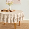 image:imageMONDAY MOOSE Ruffle Farmhouse Rustic Rectangle Natural Stonewashed Cotton Tablecloth for Kitchen Dining Room Restaurant 55x70 inch Olive GreenBeige Gingham